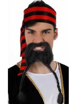 Fato de bigode preto com tranças