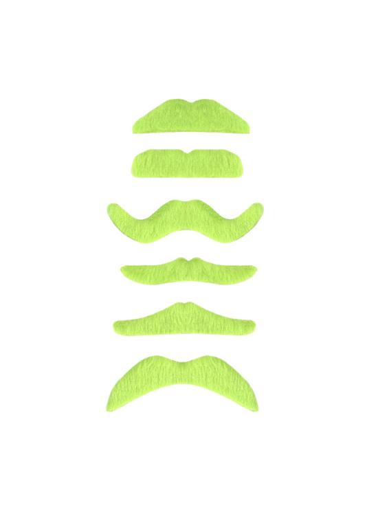 Bigode verde neon com adesivo