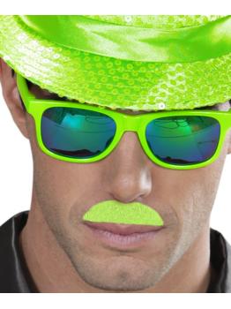 Bigode verde neon com adesivo