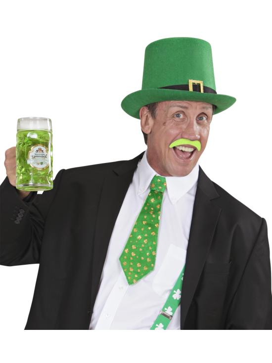 Bigode verde neon com adesivo