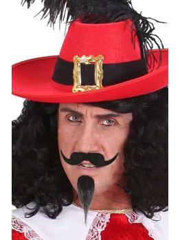 Bigode e cavanhaque de mosqueteiro.