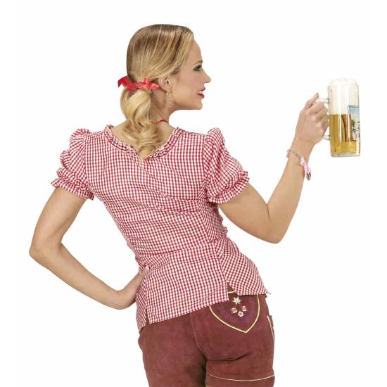 Blusa Oktoberfest xadrez vermelha para mulheres Blusa Oktoberfest xadrez vermelha para mulheres