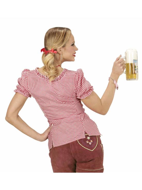 Blusa Oktoberfest xadrez vermelha para mulheres
