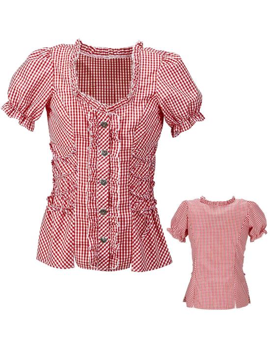 Blusa Oktoberfest xadrez vermelha para mulheres