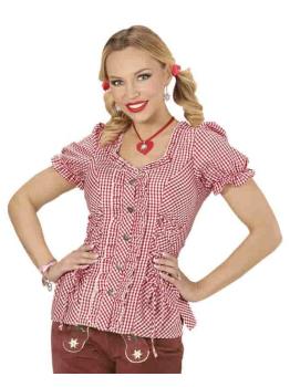 Blusa Oktoberfest xadrez vermelha para mulheres