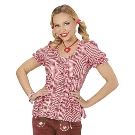 Blusa Oktoberfest xadrez vermelha para mulheres Blusa Oktoberfest xadrez vermelha para mulheres
