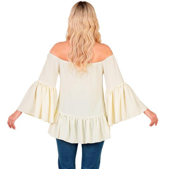 Blusa hippie feminina com mangas sino