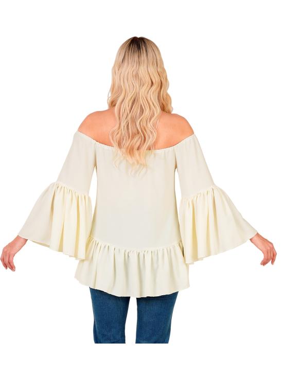 Blusa hippie feminina com mangas sino