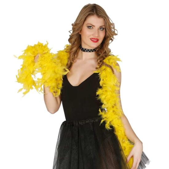 Boá de penas amarelas luxuosa 1,80 metros 40 gramas Boá de penas amarelas luxuosa 1,80 metros 40 gramas