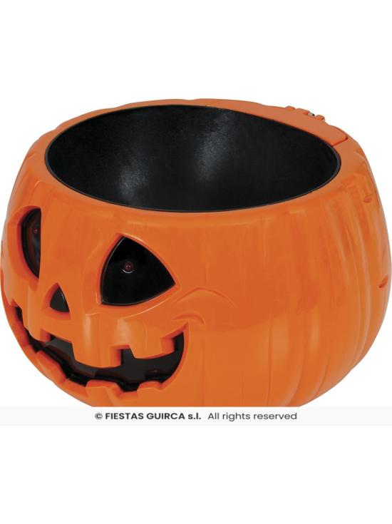 Tigela em forma de abóbora com luz, som e movimento, 15 cm