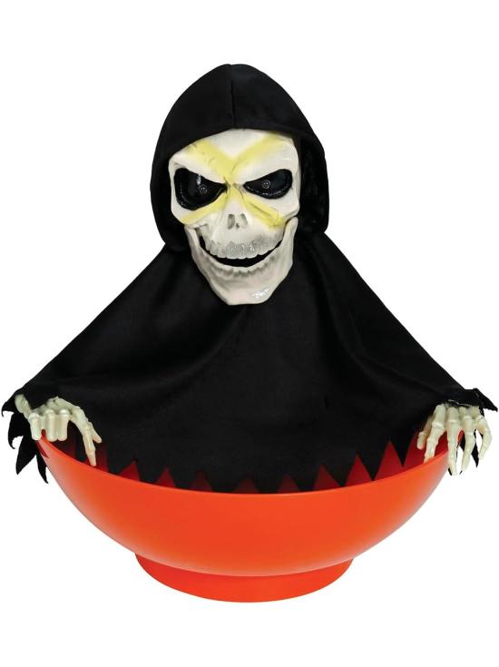 Tigela Esqueleto com Luz, Som e Movimento (24x23 cm) – Decoração de Halloween