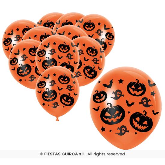 Saco com 10 balões para festa de Halloween 30 cm