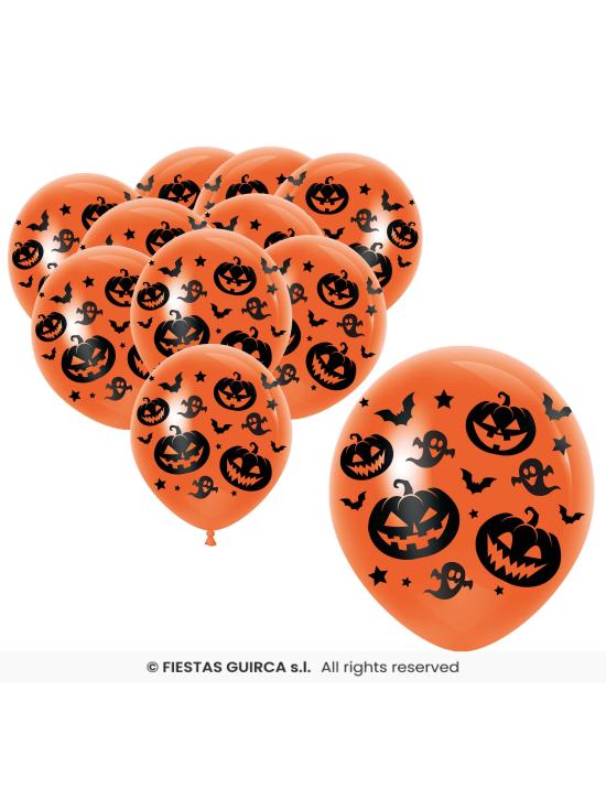Saco com 10 balões para festa de Halloween 30 cm