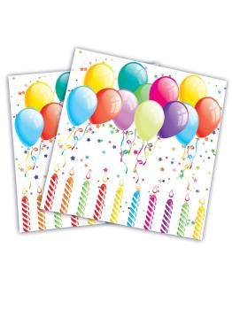Saco de 20 guardanapos de aniversário 33 x 33 cm