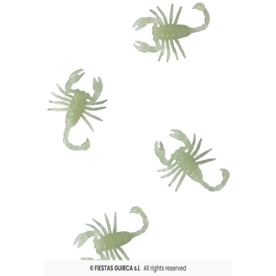 Saco de 8 escorpiões que brilham no escuro, 5 cms.