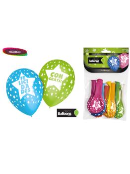 Bolsa com aba com 8 balões de felicitações