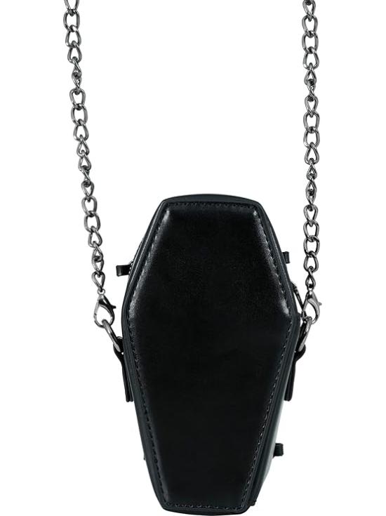 Bolsa Caixão Preto (17x10 cm) – Acessório Unissex para Halloween e Festas
