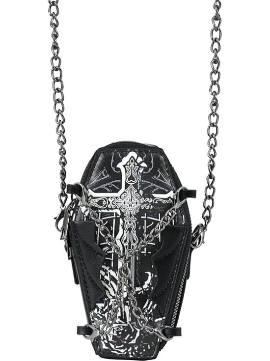 Bolsa Caixão Preto (17x10 cm) – Acessório Unissex para Halloween e Festas