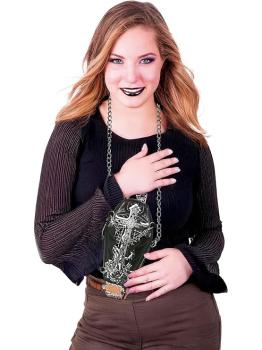 Bolsa Caixão Preto (17x10 cm) – Acessório Unissex para Halloween e Festas