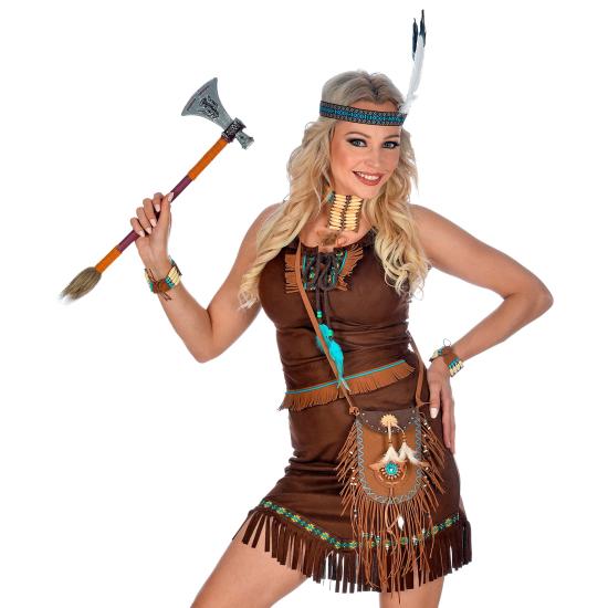 Bolsa indiana marrom com franjas e penas Bolsa indiana marrom com franjas e penas