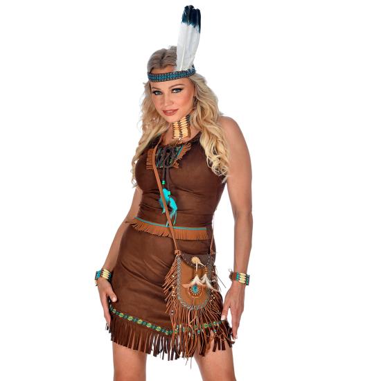 Bolsa indiana marrom com franjas e penas Bolsa indiana marrom com franjas e penas