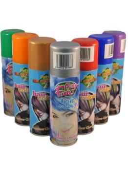 Frasco de 140 Spray Fluorescente para Cabelo 125 ml Laranja.