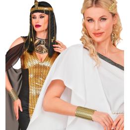 Pulseira de metal dourado cravejada | Acessório para trajes egípcios, romanos ou gregos – Widmann