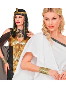 Pulseira de metal dourado cravejada | Acessório para trajes egípcios, romanos ou gregos – Widmann