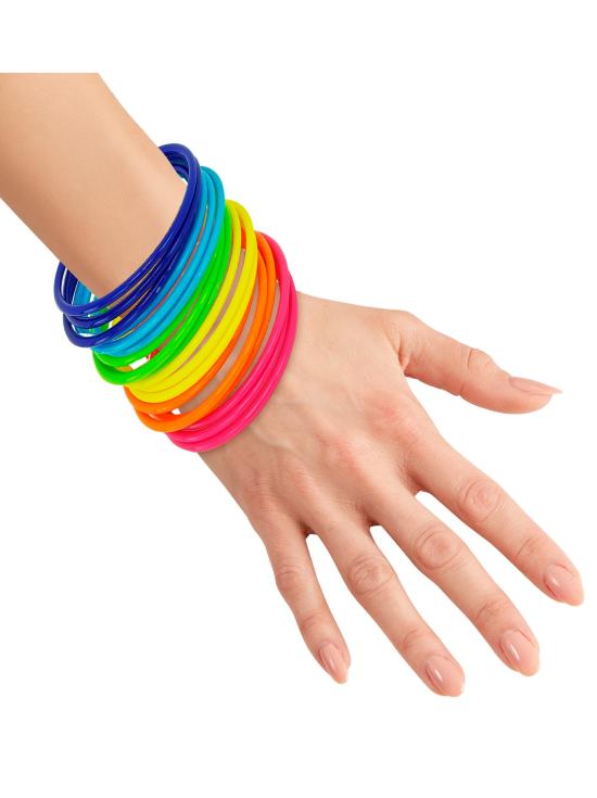 Pulseiras Neon Multicoloridas – Pacote com 18 unidades.
