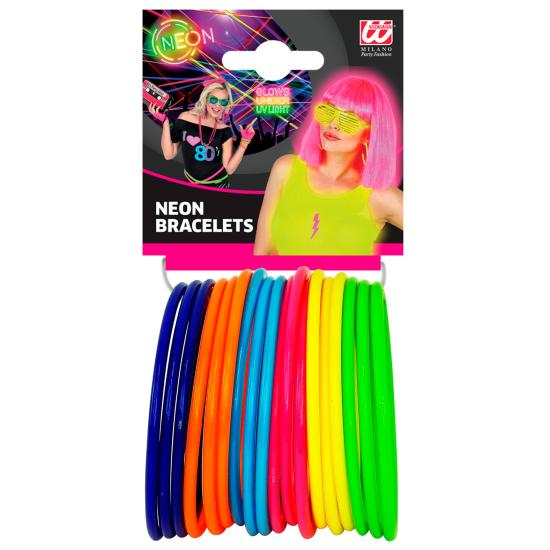 Pulseiras Neon Multicoloridas – Pacote com 18 unidades.