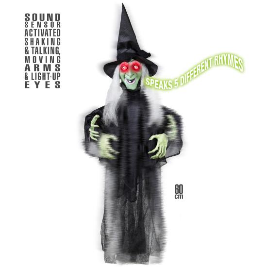 Bruja Animada con Ojos Luminosos 60 cms Bruja Animada con Ojos Luminosos 60 cms