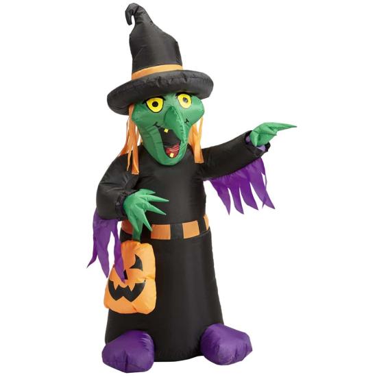 Bruxa inflável luminosa de Halloween 122 cms Bruxa inflável luminosa de Halloween 122 cms