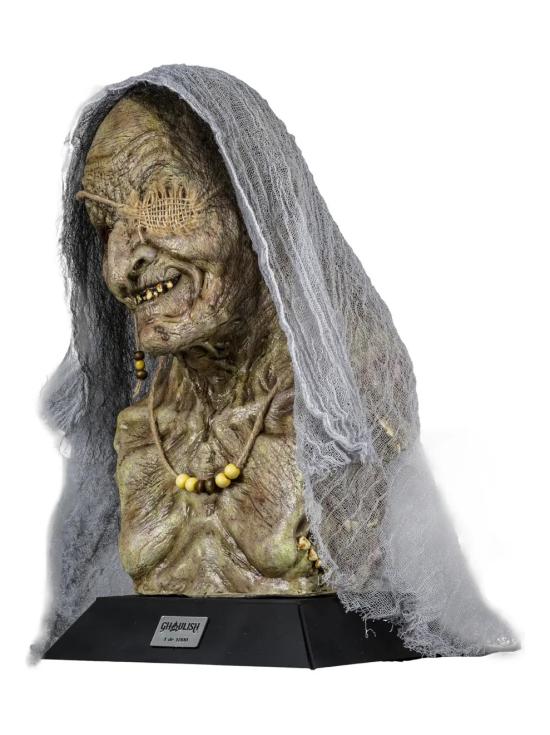 Busto decorativo de bruxa macabra para o Halloween – 38 cm