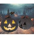 Abóbora preta e laranja com luz (20 cm) - Decoração de metal para o Halloween e festas temáticas - Ideal para celebrações de terror e ocasiões especiais - Preto e laranja