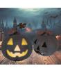 Abóbora preta e laranja com luz (20 cm) - Decoração de metal para o Halloween e festas temáticas - Ideal para celebrações de terror e ocasiões especiais - Preto e laranja