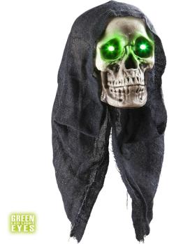 Calavera Con ojos Led Verdes y Movimiento 48 cms