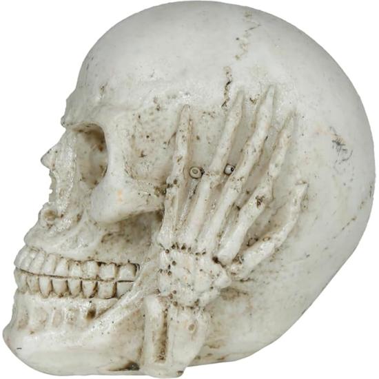 Crânio de resina (6 cm) - Decoração de Halloween para festas com tema de esqueletos e celebrações aterrorizantes - Ideal para ambientes góticos e cenários assustadores - Bege