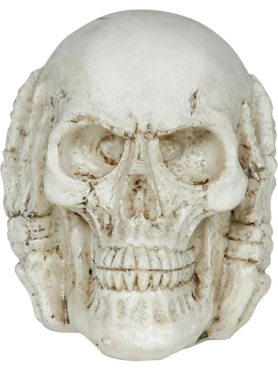 Crânio de resina (6 cm) - Decoração de Halloween para festas com tema de esqueletos e celebrações aterrorizantes - Ideal para ambientes góticos e cenários assustadores - Bege