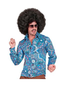 Camisa anos 70 adulto Blue mandala
