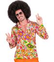 Camisa masculina retrô dos anos 70 – Flower Power Disco Carnival
