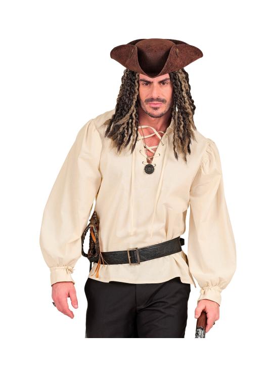 Camisa bege de uma figura histórica.