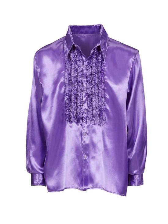 Camisa disco violeta adulta dos anos 70