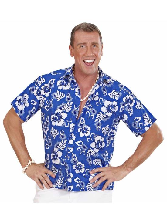 Camisa havaiana azul.