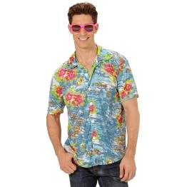 Camisa Havaiana Flores Azul Claro