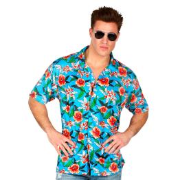 Camisa Havaiana Flores Turquesa