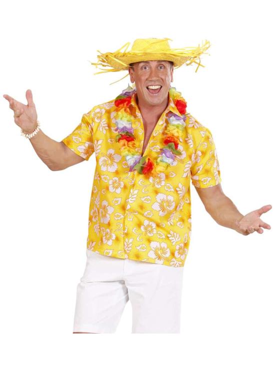 Camisa havaiana amarela.