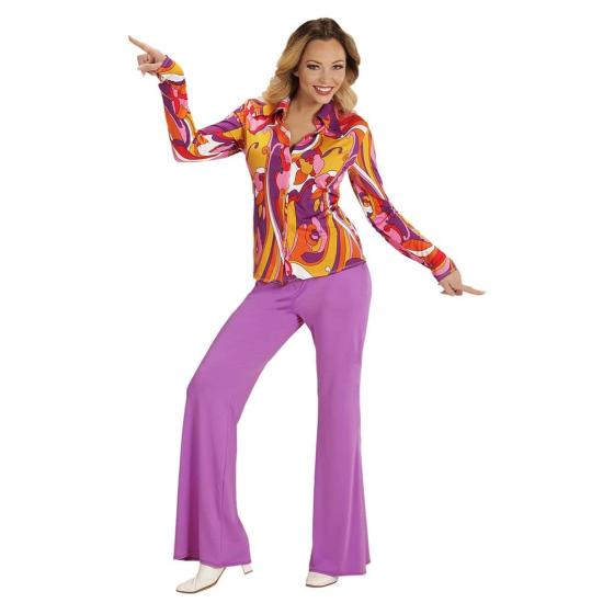 Camisa Feminina das Orquídeas dos Anos 70