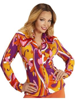 Camisa Feminina das Orquídeas dos Anos 70