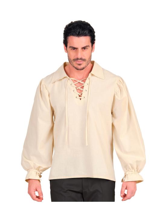 Camisa bege para figuras históricas, ideal para trajes de época.