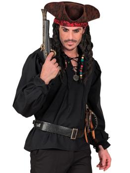 Camisa preta masculina com estampa de figura histórica